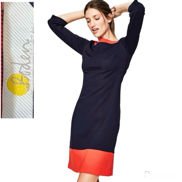 Boden Dresses & Skirts - Chic Boden Siobhan Shift Dress Navy & Tomato Red Size 8 – Like New